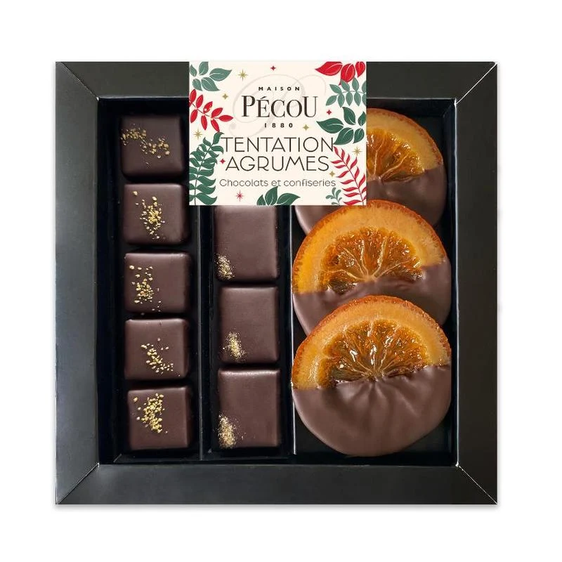 Coffrets chocolats et oranges confites 130g Maison Pécou® TENTATION AGRUMES 🇫🇷