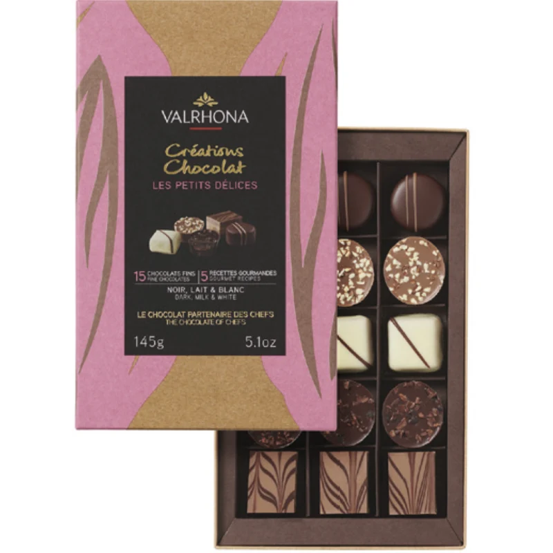 Coffret de 15 chocolats noir, lait et blanc 145g Valrhona® 🇫🇷