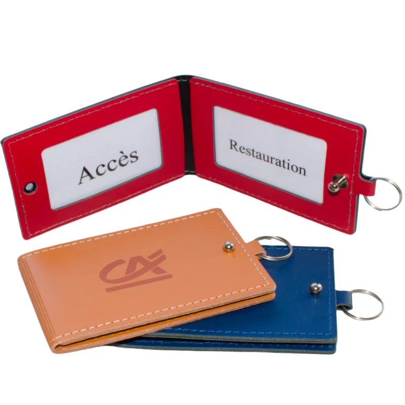 Double porte-badge en cuir recyclé ♻️ personnalisé 🇫🇷