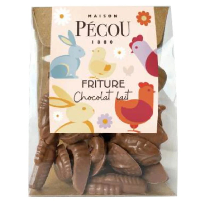 Sachet de fritures de Pâques 100g chocolat lait ou noir Maison Pécou® 🇫🇷