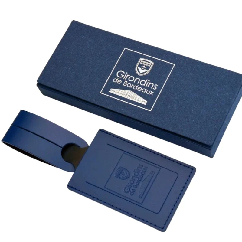 Étiquette à bagage rectangle en cuir recyclé ♻️ personnalisée 🇫🇷
