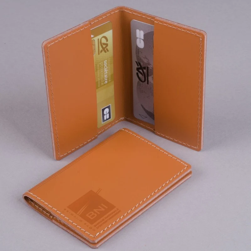 Porte-cartes pliant 2 encoches en cuir recyclé♻️ personnalisé 🇫🇷