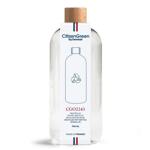 Gourde 750 ml en plastique recyclé ♻️ translucide "Bubu" personnalisable 🇫🇷
