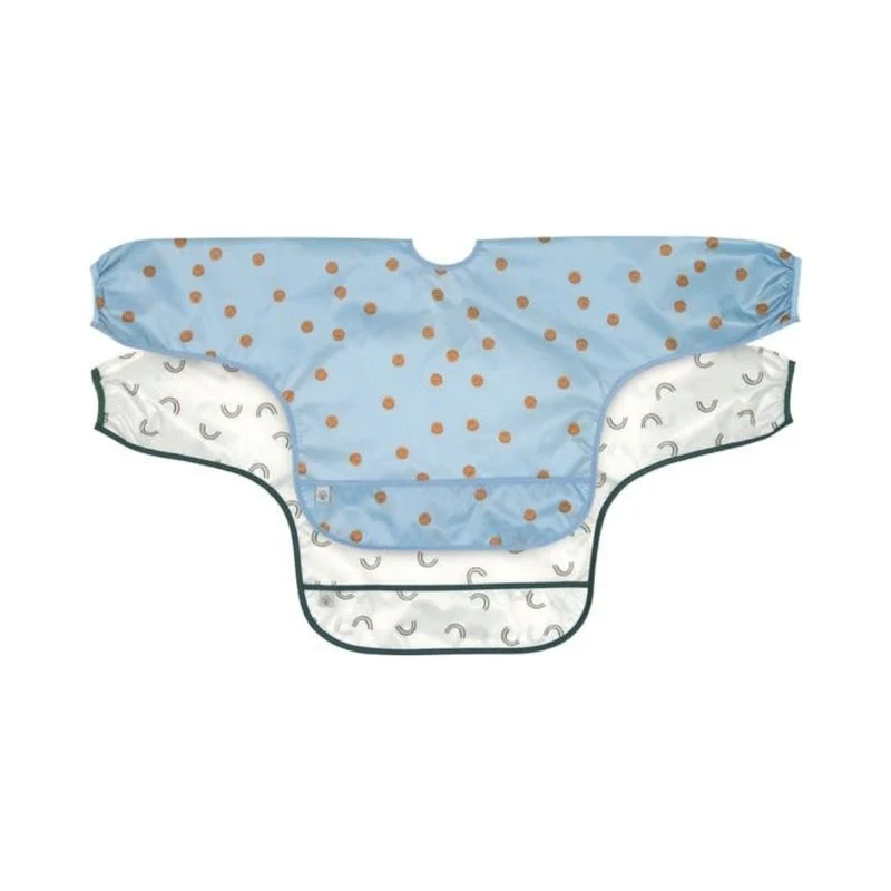 2 Bavoirs Manches Longues - Happy Rascals - Bleu Smile