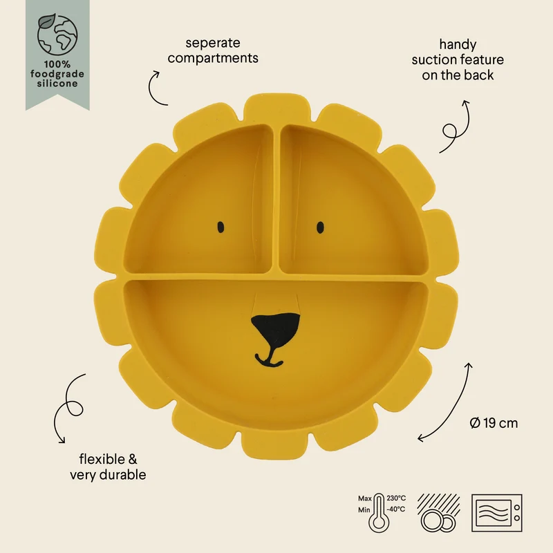 Assiette compartimentée en silicone - Mr. Lion