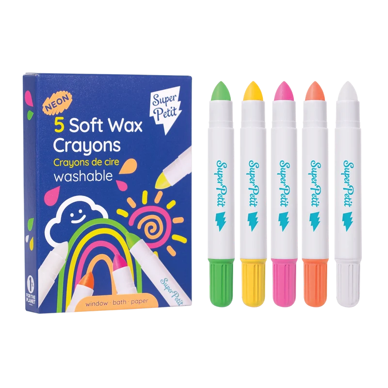 Crayons de cire tout doux pour baignoire/vitre/miroir/papier - Fluo