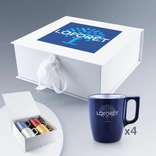 Coffret 4 Mugs 25 cl en Verre Luminarc® personnalisé 🇫🇷