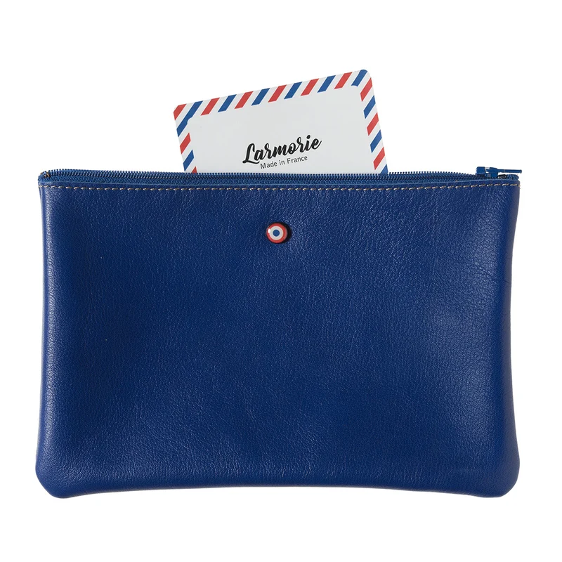 Pochette zippée CAMILLE en cuir de vachette Upcyclé 🇫🇷