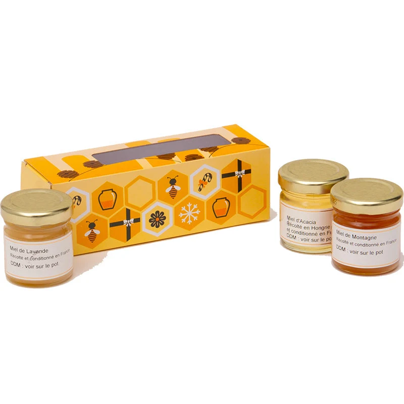 Coffret 3 pots de miels personnalisé 🇫🇷