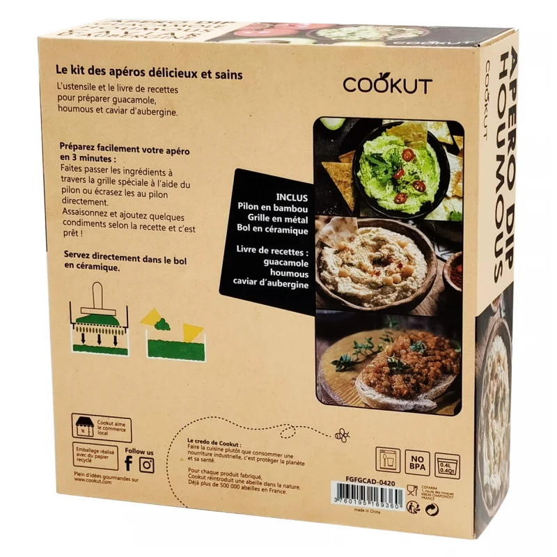 Coffret Apero Dip Guacamole, Houmous, Caviar d'Aubergine
