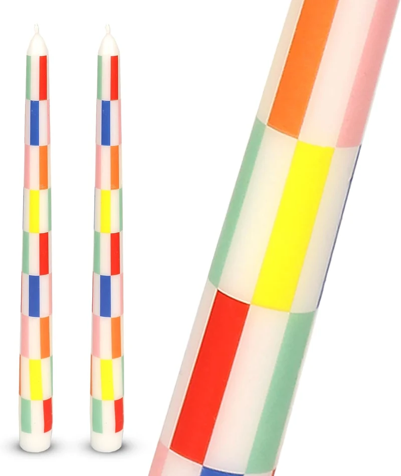 Set de 2 Bougies – Carreaux Colorés