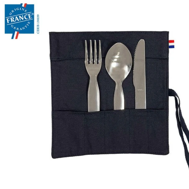 Couverts en inox dans une pochette encoton personnalisable 🇫🇷
