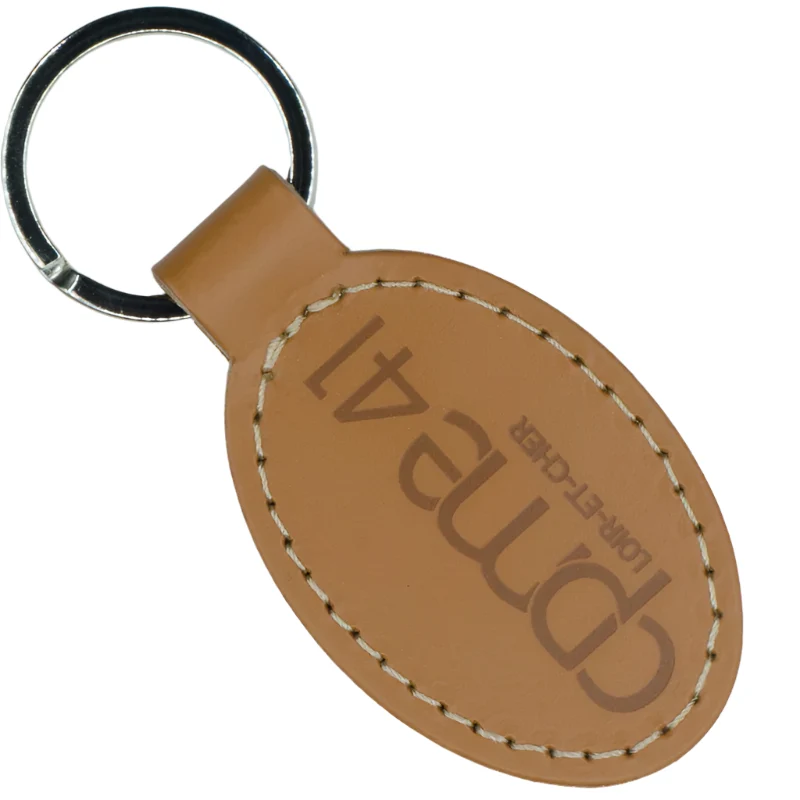 Porte-clés ovale en cuir recyclé ♻️ personnalisé 🇫🇷