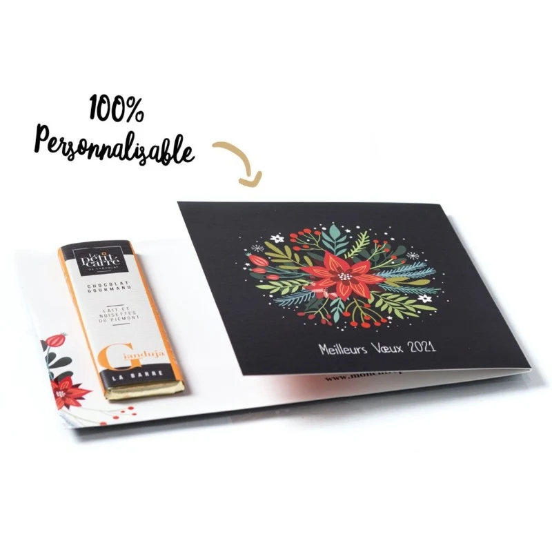Barre de chocolat 10g Gianduja sur carte Le Petit Carré Gourmand® personnalisable 🇫🇷