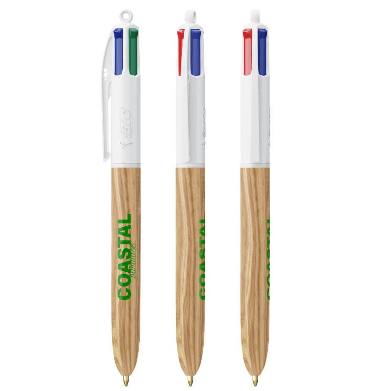 Stylo BIC® 4 couleurs Wood Style personnalisé 🇫🇷