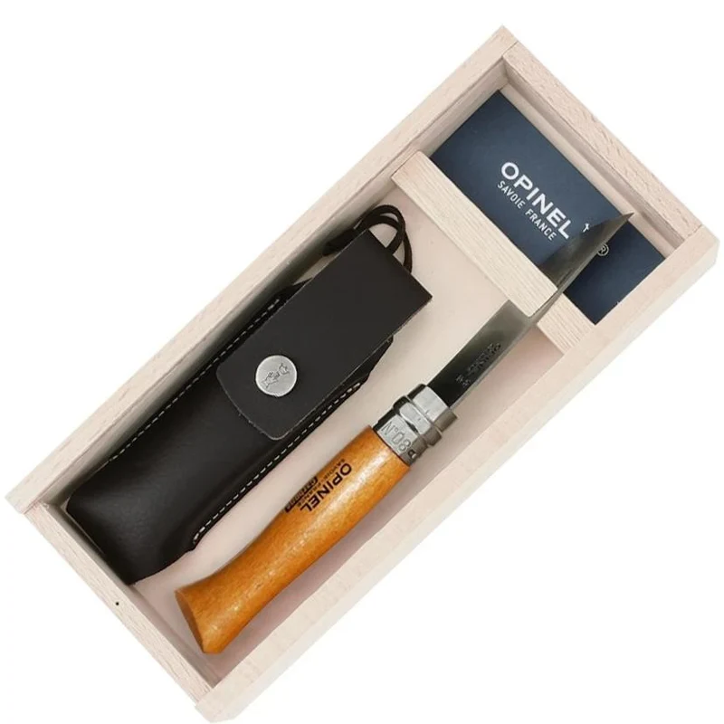 Coffret couteau N°8 + étui en cuir OPINEL® personnalisable 🇫🇷