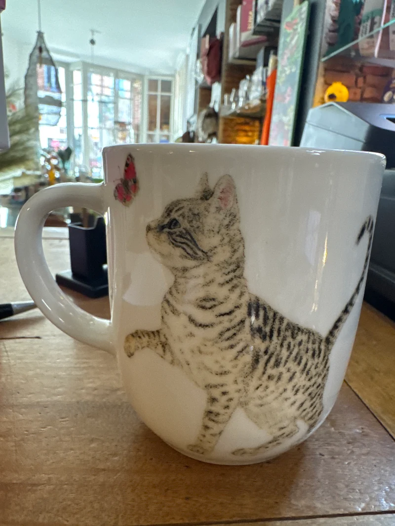 Mug, chat, papillon