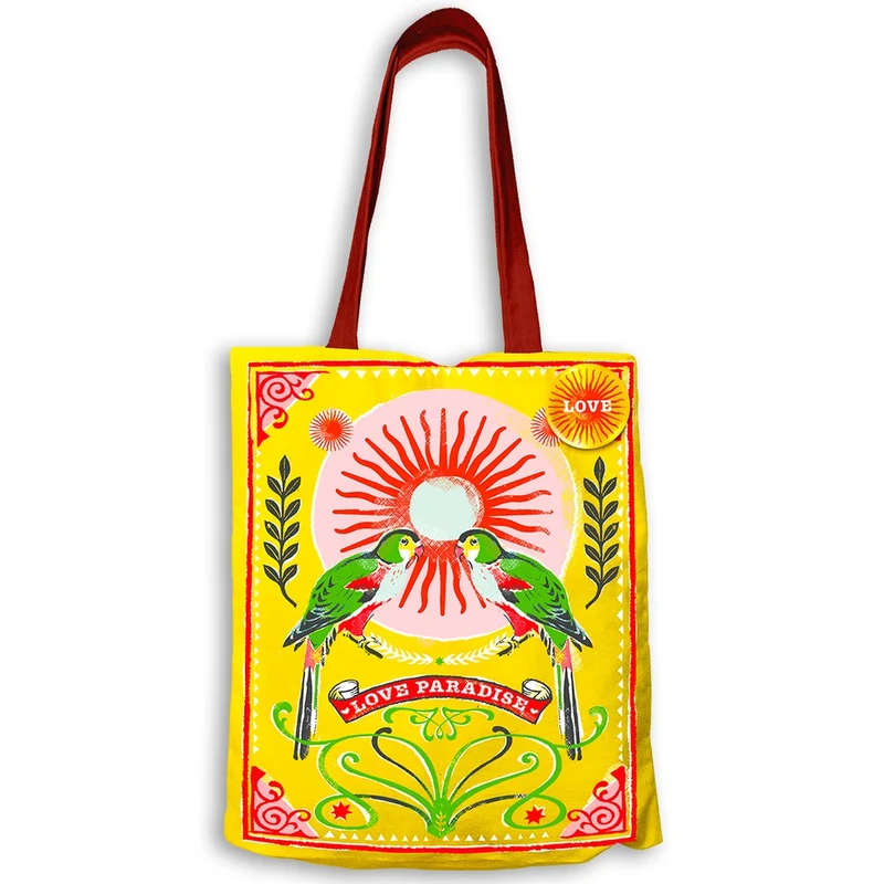 Tote Bag "Love Paradise" Perroquets