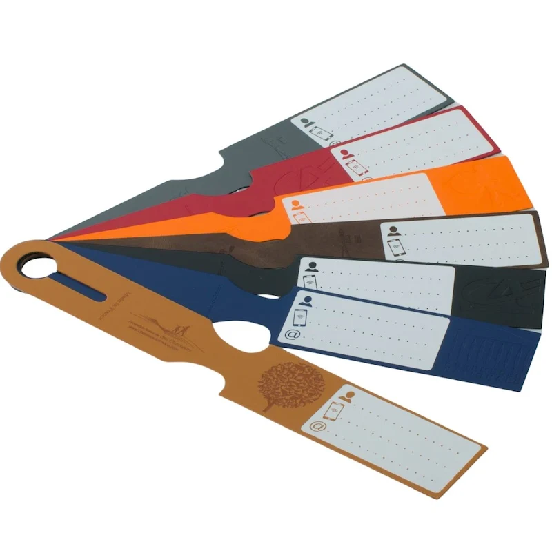 Étiquette à bagage simple en cuir recyclé ♻️ personnalisée 🇫🇷