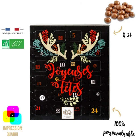 Calendrier de l'Avent billes de chocolat Le Petit Carré Gourmand® personnalisable 🇫🇷