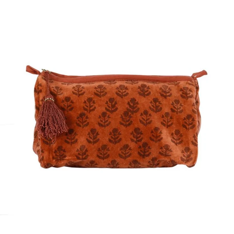 Trousse velours terracotta