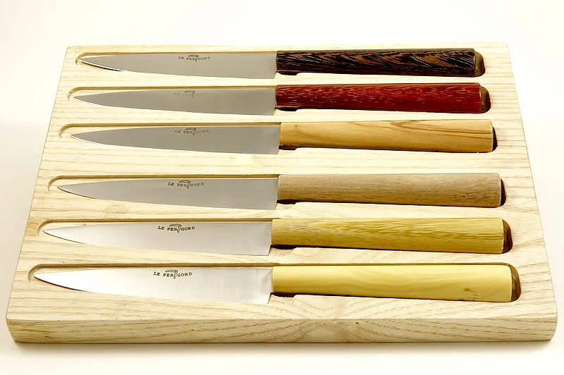 Coffret 6 couteaux de table en bois artisanaux haut de gamme Coutellerie du Périgord® 🇫🇷