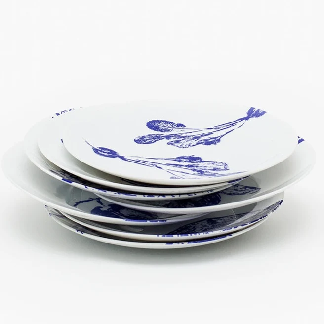 Assiettes à dessert "Végétal" en porcelaine de Limoges Non Sans Raison® 🇫🇷