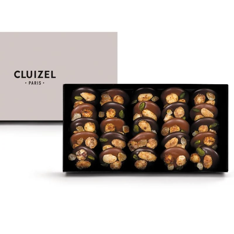Coffret de 25 mendiants chocolat noir et lait CLUIZEL® 🇫🇷