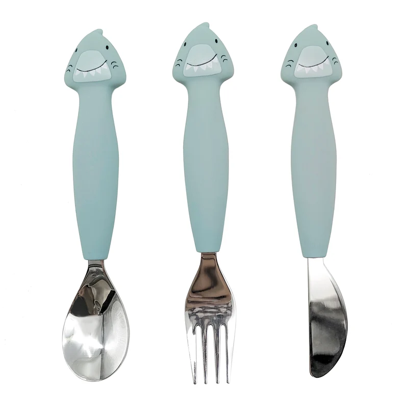 Couverts 3 pièces en silicone - Mr. Shark