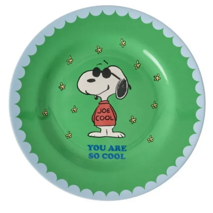 Assiette à dessert en mélamine avec motif Snoopy vert