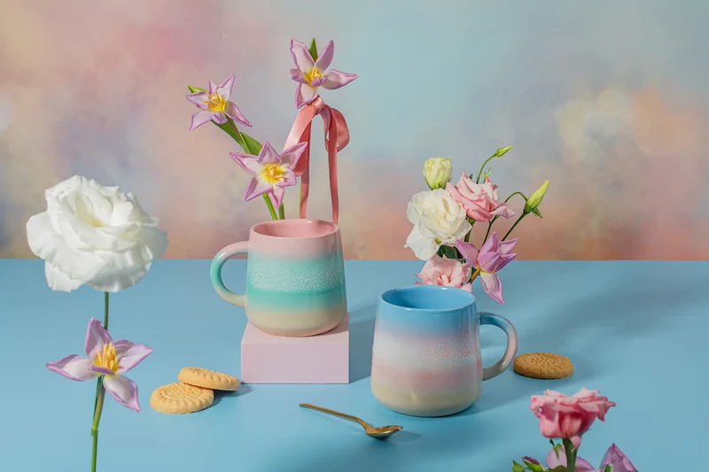 Mug en Céramique - Pastel Ombre Vert & Rose