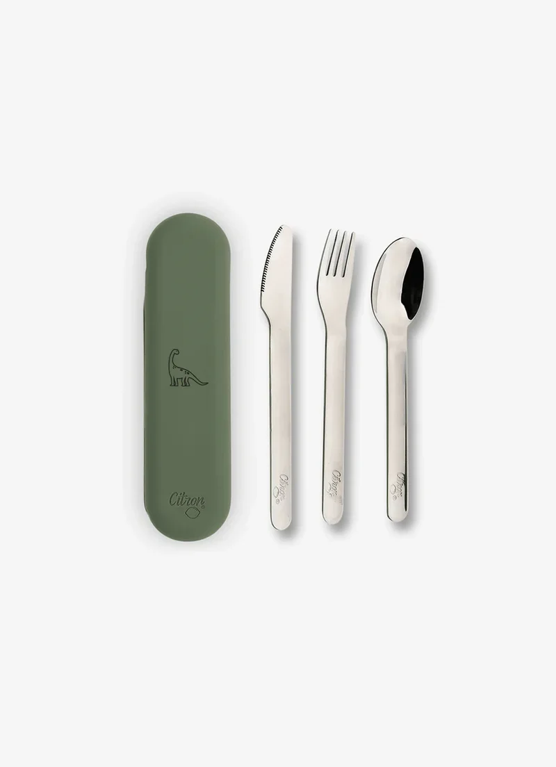 Set de couverts avec housse en silicone - Vert
