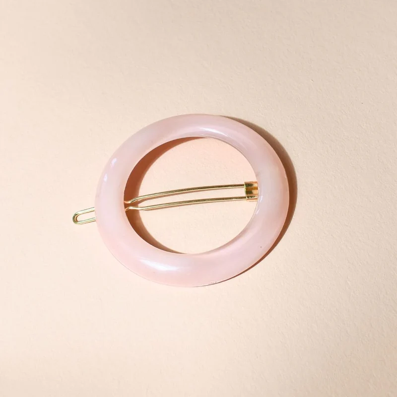 Barrette ronde rose dragée