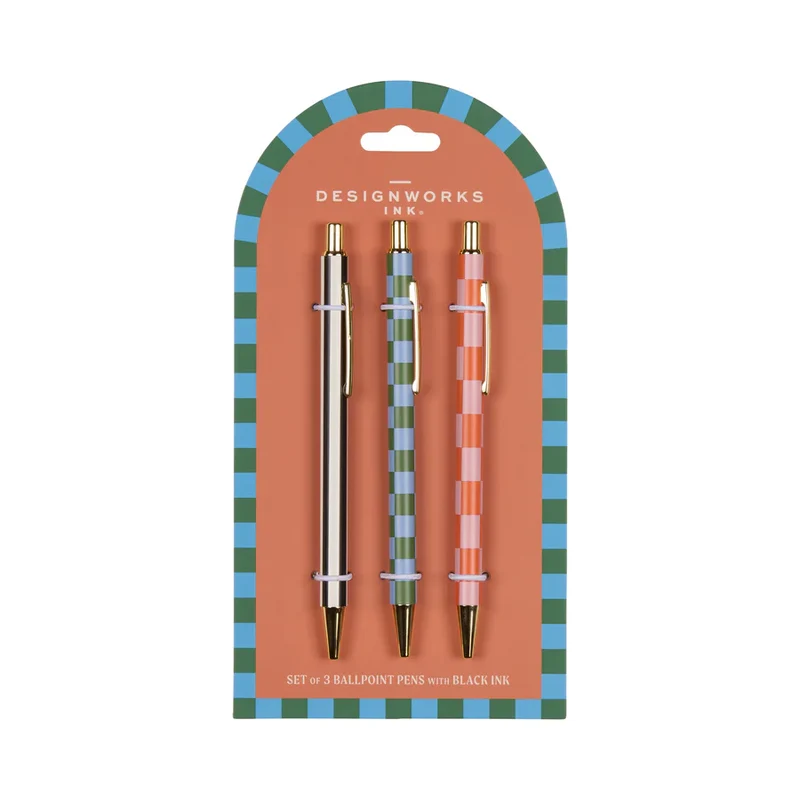 Ensemble de 3 stylos A Dopo - Rayures et Carreaux