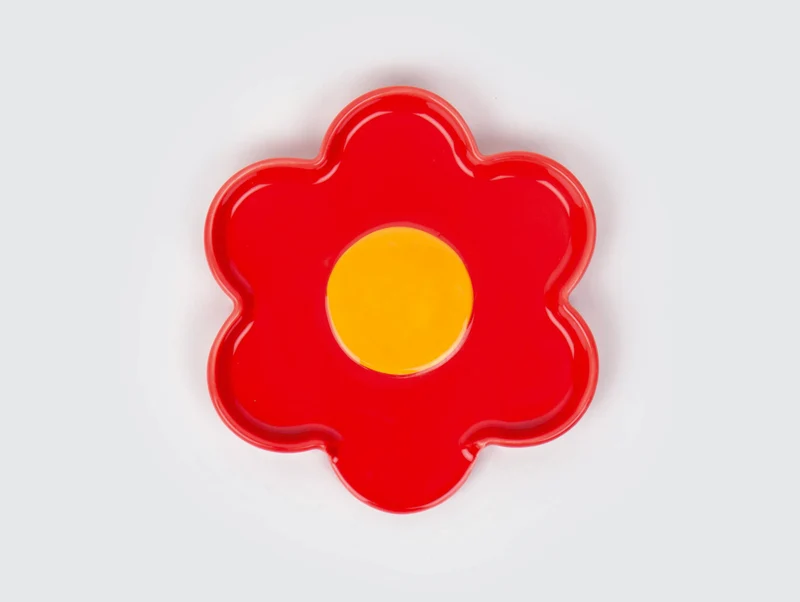 Assiette Fleur en Céramique - Marguerite Rouge