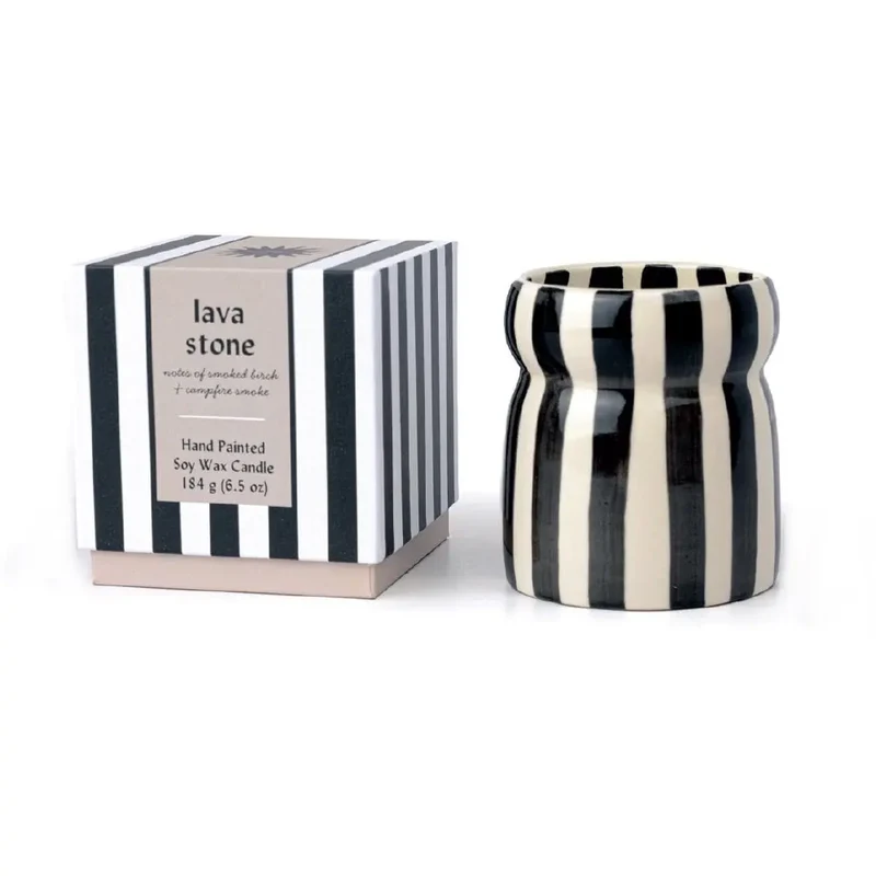 Bougie Cabana - Noire lignée - Pierre de Lave 184gr