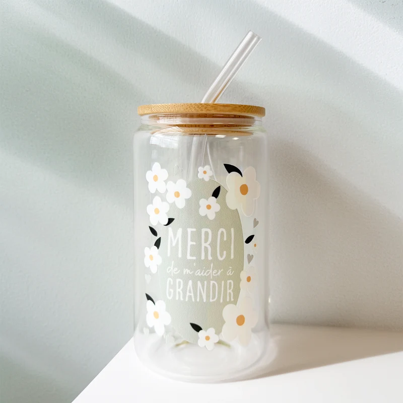Verre à paille - Merci de m'aider à grandir