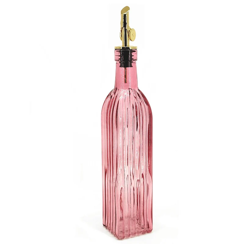 Bouteille d'huile ou vinaigre - Ambré rose