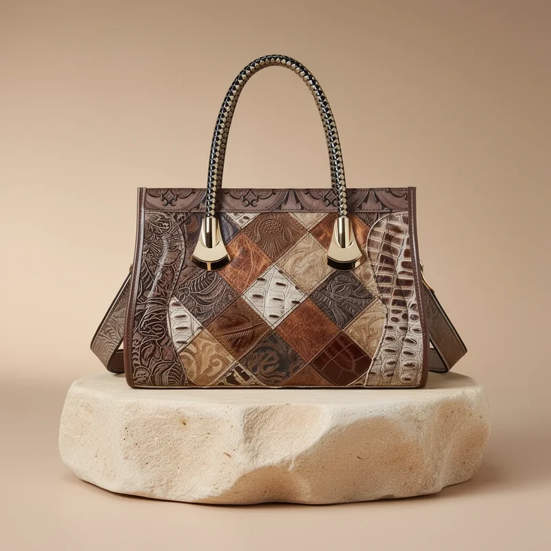 Cabas patchwork imprimé exotique