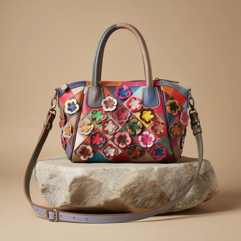 Cabas patchwork motifs floraux