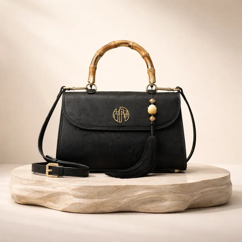 Sac à main noir structuré femme