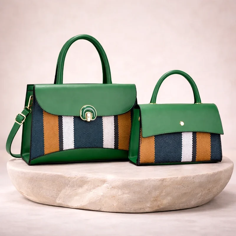 Sac citadin bi-matière rayé