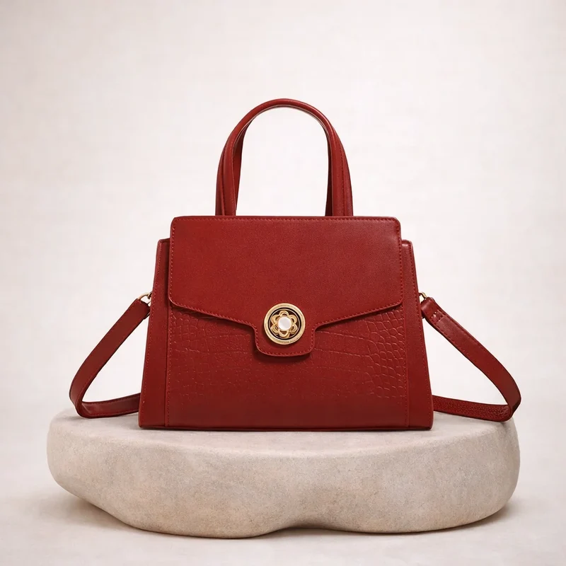 Sac effet croco fermoir bijou