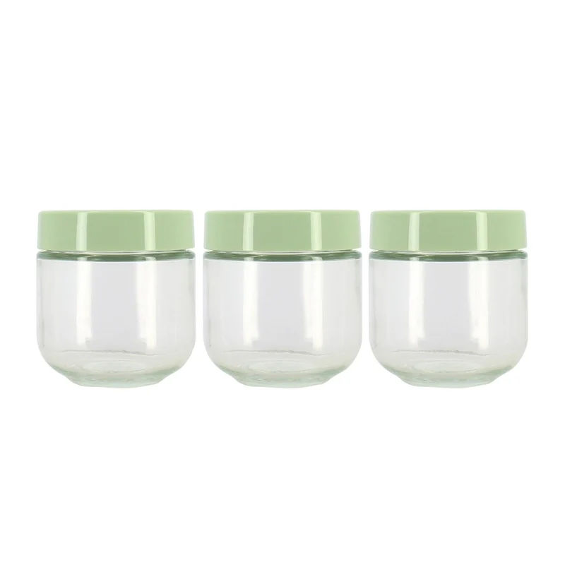 Lot de 3 Boîtes Hermétiques 30 cl Verre & Plastique Vert