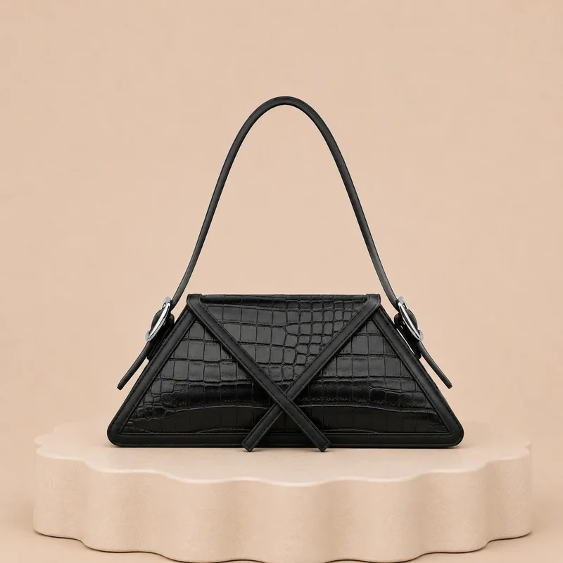 Sac triangulaire géométrique à bordure contrastée