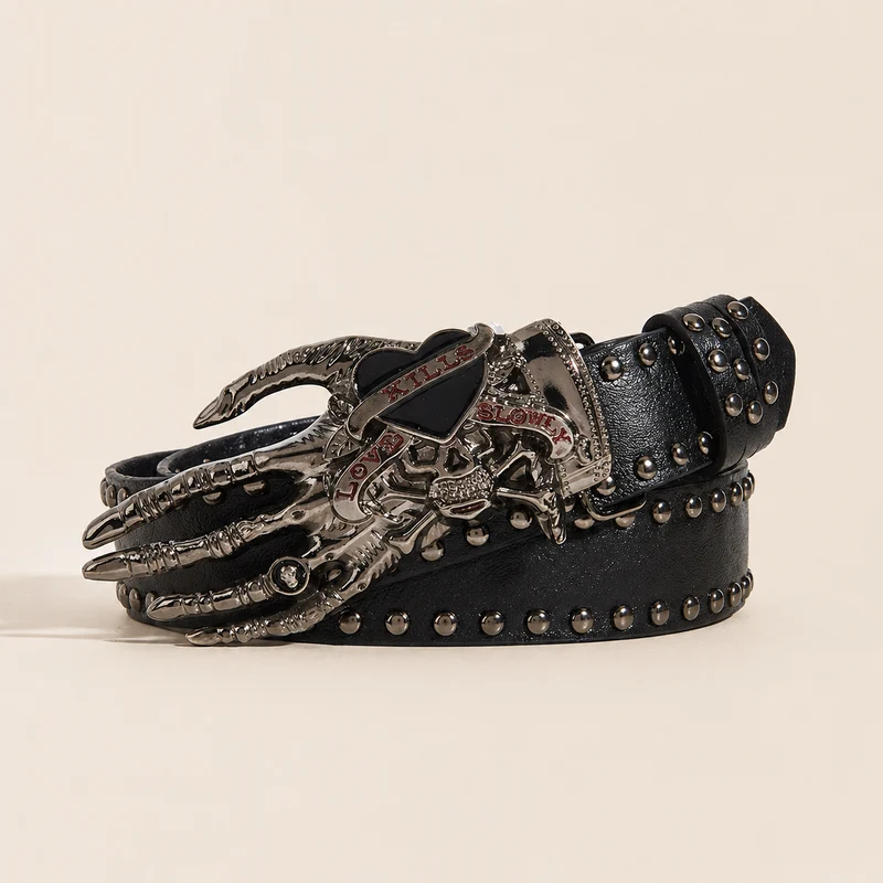 Ceinture fine noir rose