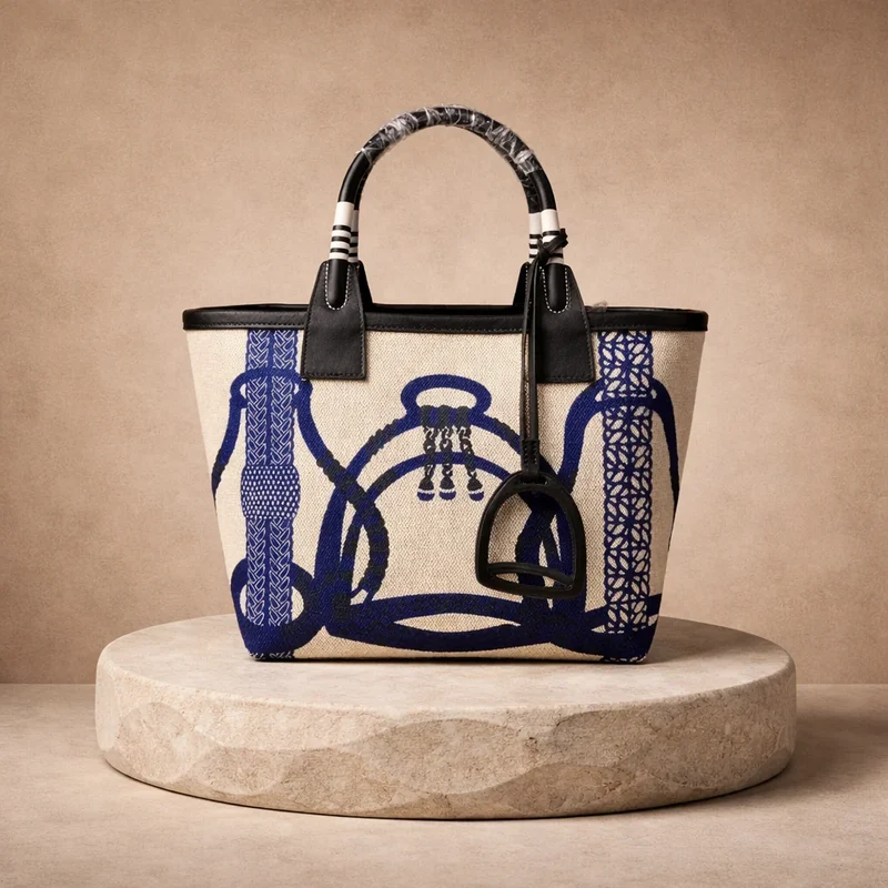 Sac en toile et cuir graphique Ahossi