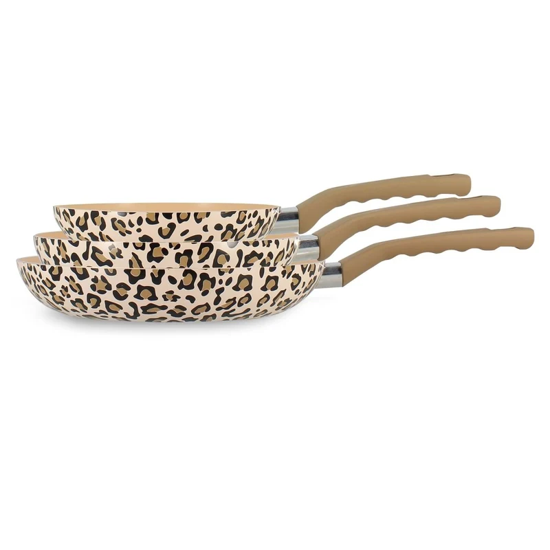 Set de 3 poêles Léopard 20/24/28 cm en aluminium induction marron