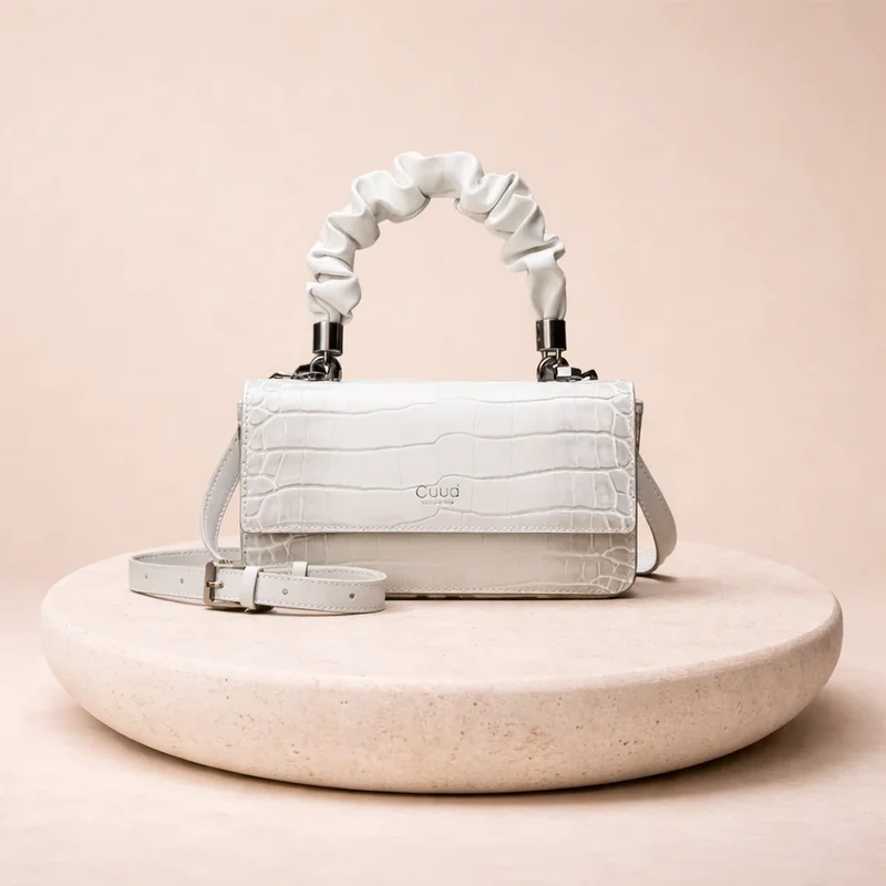 Sac effet croco anse froncée
