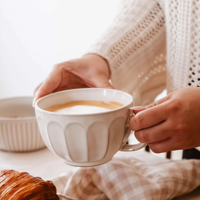 Grande tasse en céramique - Blanc vintage